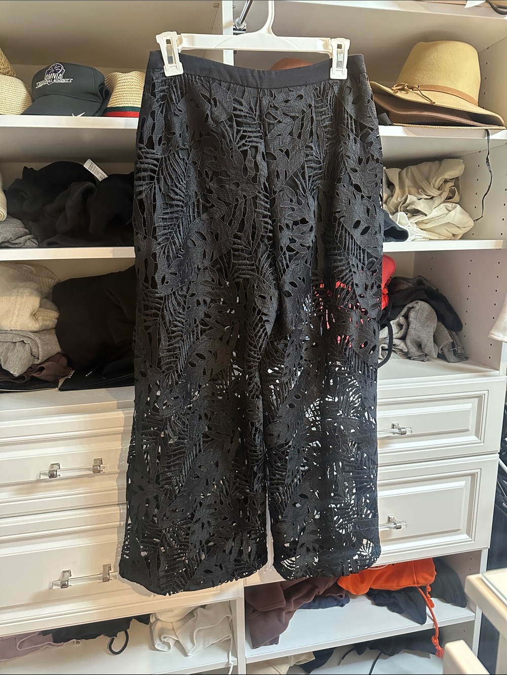 Express Black Pants Leaf Cut Out with black shorts underneath Size 2R